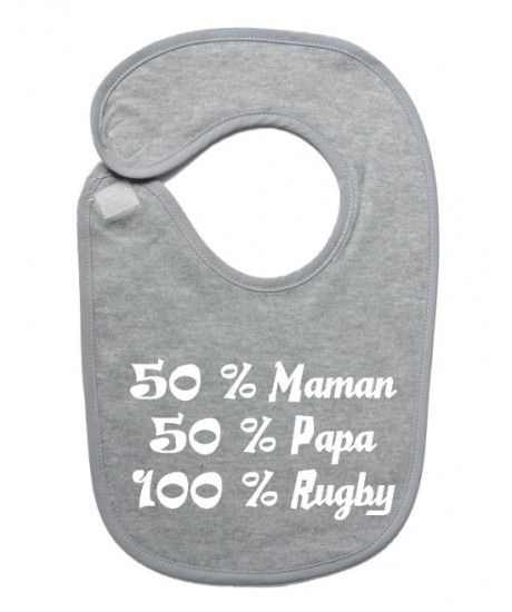 Bavoir bébé "100 % rugby " Gris/Blanc