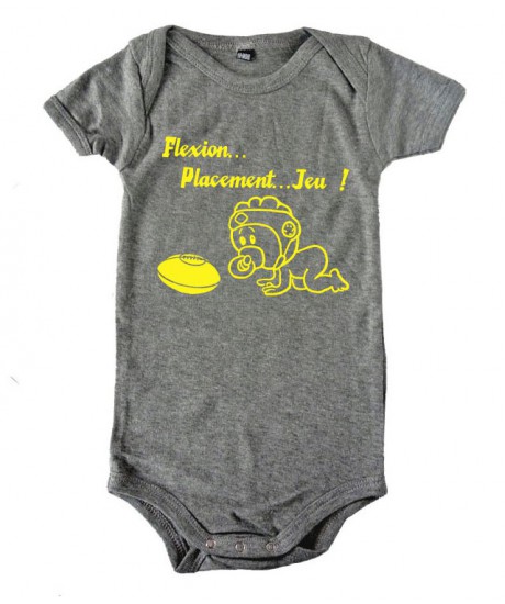 Body bébé "Flexion... Jeu !!" Gris/Jaune