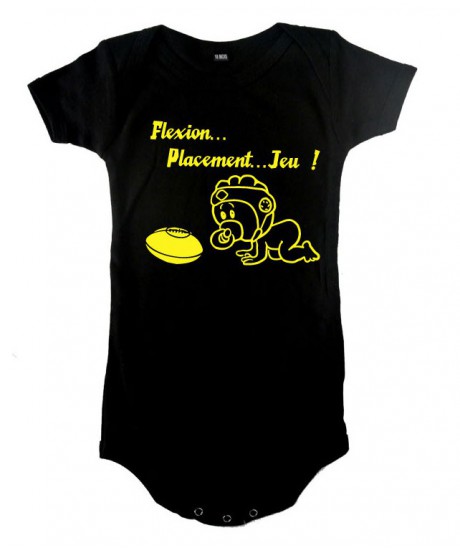 Body bébé "Flexion... Jeu !!" Noir/Jaune