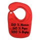 Bavoir bébé "100 % rugby " Rouge/Noir