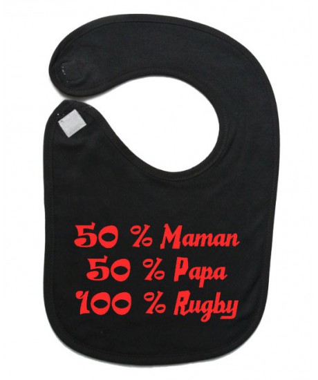 Bavoir bébé "100 % rugby " Noir/Rouge