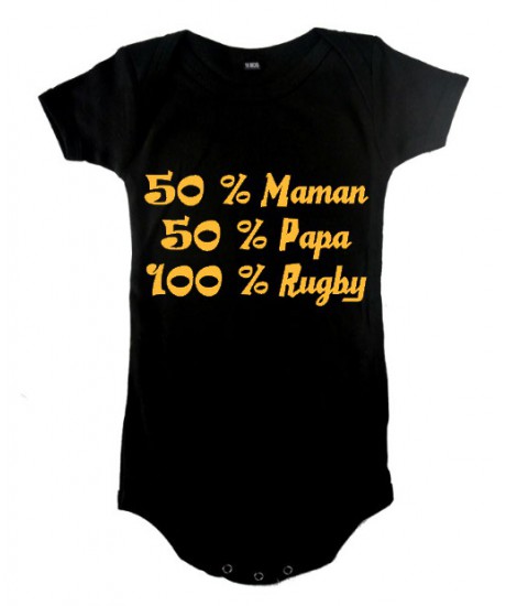 Body bébé "100 % rugby" Noir/Or