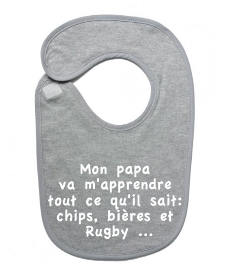 Bavoir bébé "Chips" Gris/Blanc