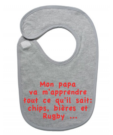 Bavoir bébé "Chips" Gris/Rouge