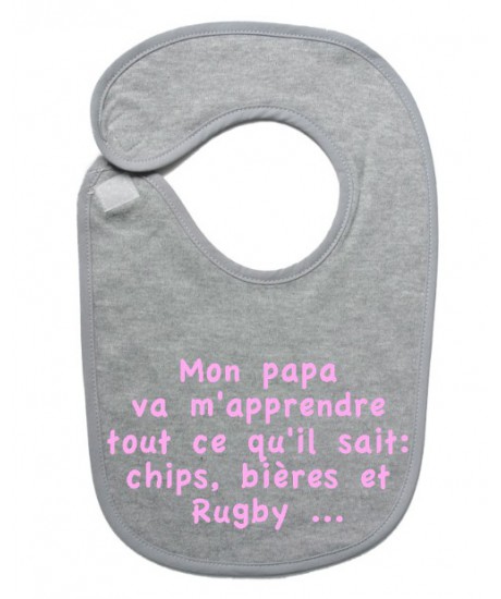 Bavoir bébé "Chips" Gris/Rose