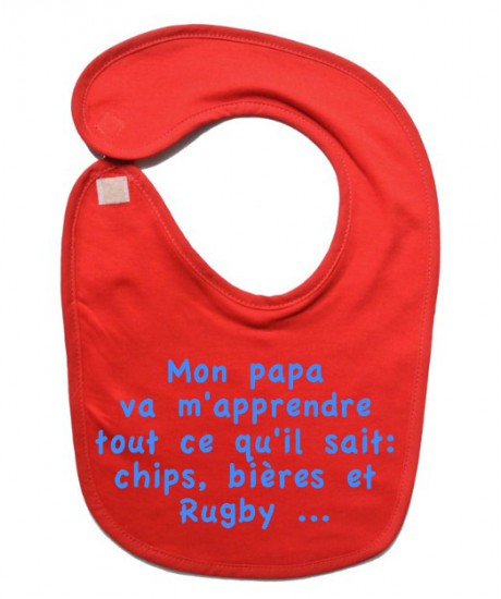 Bavoir bébé Chips Rouge/Bleu - Esprit Rugby