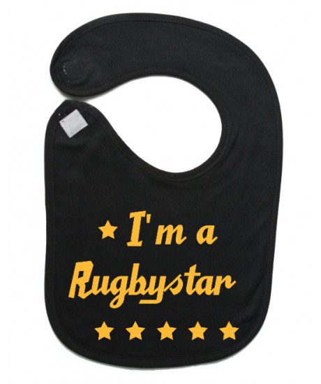 Bavoir bébé "Rugbystar" Noir/Or