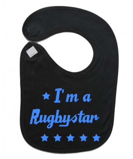 Bavoir bébé "Rugbystar" Noir/Bleu