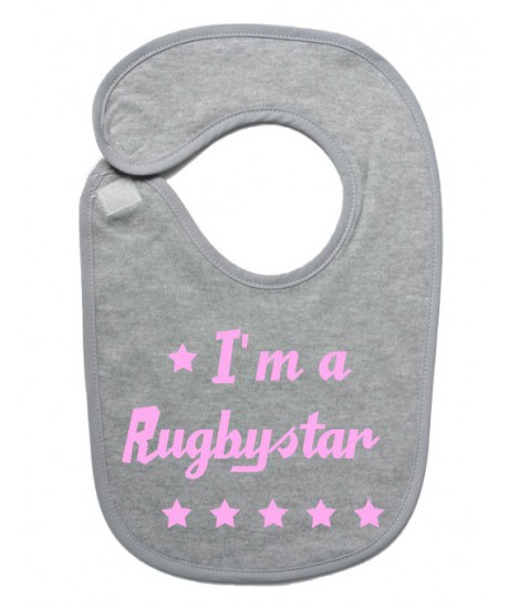 Bavoir bébé "Rugbystar" Gris/Rose