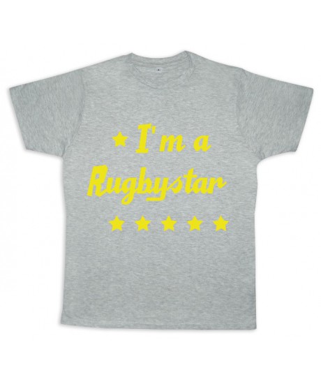 Tee shirt rugby bébé "Rugbystar" Gris/Jaune
