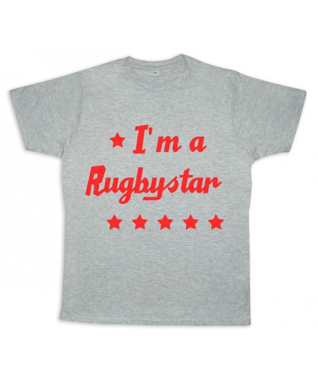 Tee shirt rugby bébé "Rugbystar" Gris/Rouge