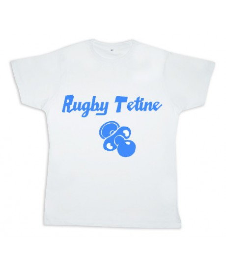 Tee shirt rugby bébé "Rugby Tétine" Blanc/Bleu