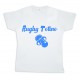 Tee shirt rugby bébé "Rugby Tétine" Blanc/Bleu