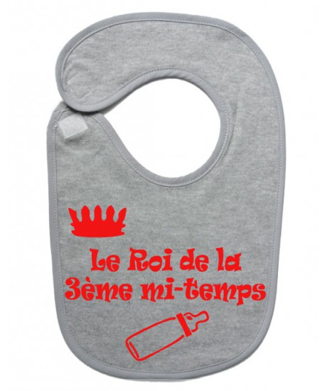 Bavoir bébé "Roi de la 3ème mi-temps" Gris/Rouge
