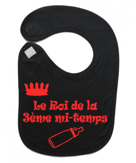 Bavoir bébé "Roi de la 3ème mi-temps" Noir/Rouge