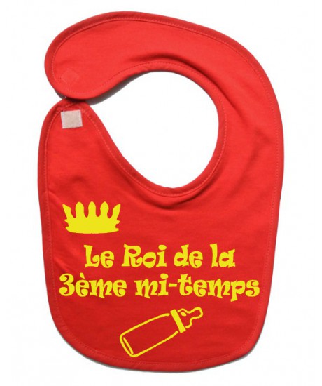 Bavoir bébé "Roi de la 3ème mi-temps" Rouge/Jaune
