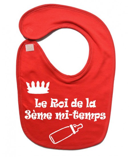 Bavoir bébé "Roi de la 3ème mi-temps" Rouge/Blanc
