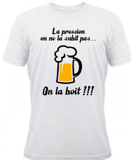 Tee shirt rugby "La pression" blanc