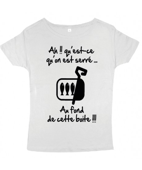 Tee shirt femme 3ème mi-temps "Sardines" Blanc/Noir