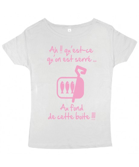 Tee shirt femme 3ème mi-temps "Sardines" Blanc/Rose