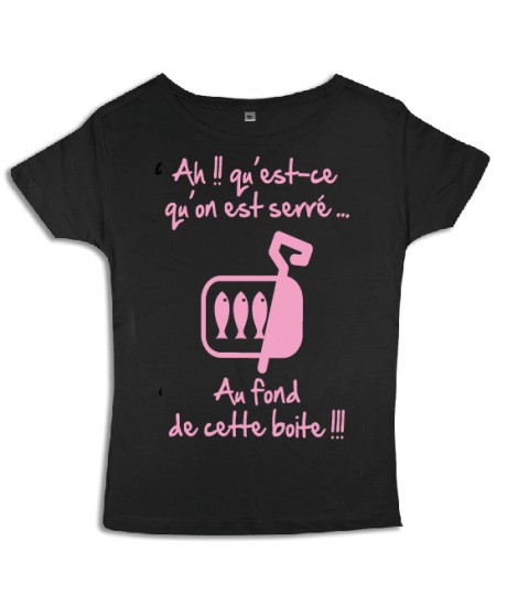 Tee shirt femme 3ème mi-temps "Sardines" Noir/Rose