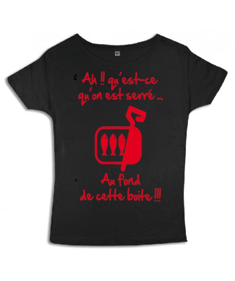 Tee shirt femme 3ème mi-temps "Sardines" Noir/Rouge