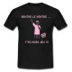 Tee shirt humour "Hors Jeu" Noir/Rose