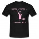Tee shirt humour "Hors Jeu" Noir/Rose