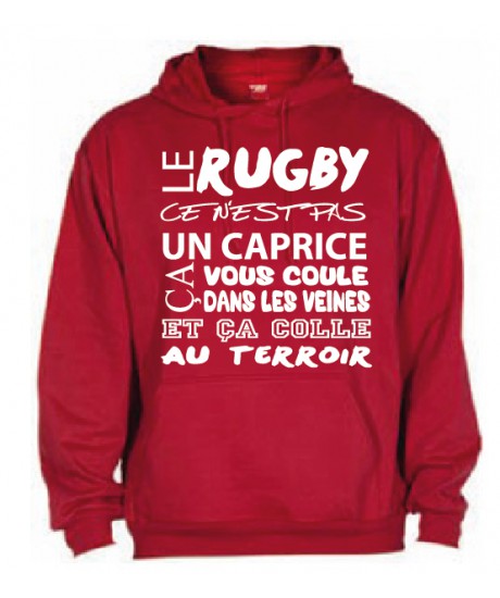 Sweat Capuche Rugby Terroir Rouge