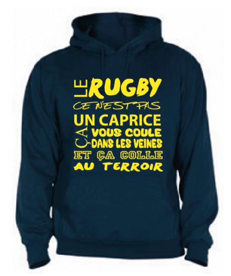 Sweat Capuche Rugby Terroir Bleu marine