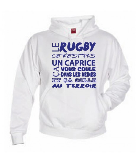 Sweat Capuche Rugby Terroir Blanc