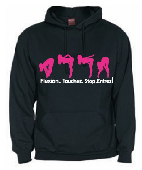 Sweat capuche Flexion… Touchez.. Stop. Entrez ! Noir