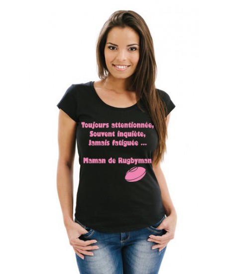 Tee shirt Maman de Rugbyman Noir