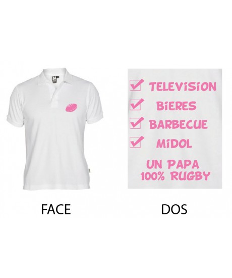 Polo Un Papa 100 % Rugby Blanc