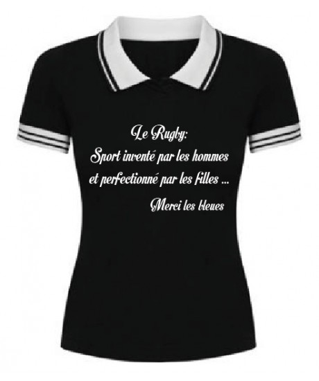 Polo Rugby filles "merci les bleues" Noir