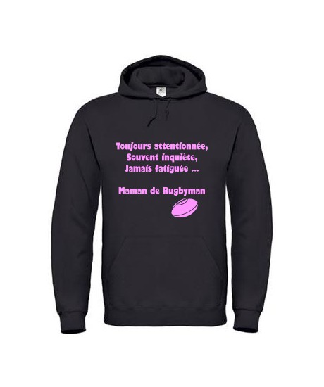 Sweat Maman de rugbyman Noir / rose 