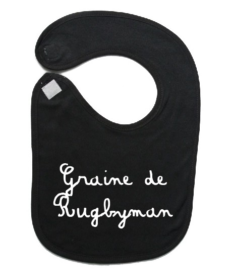 Bavoir bébé Graine de Rugbyman Noir