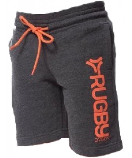 Short molleton Rugby Division junior Gris foncé/orange