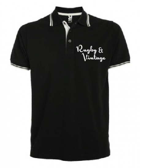 Polo Bicolore Rugby & Vintage Classic Noir