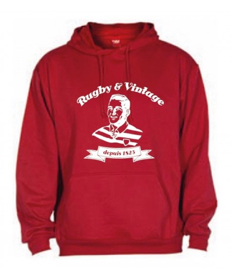 Sweat capuche Rugby & Vintage Buste Rouge