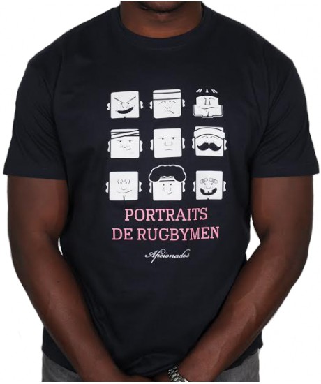 Tee shirt Aficionados "PORTRAITS DE RUGBYMEN"  Marine