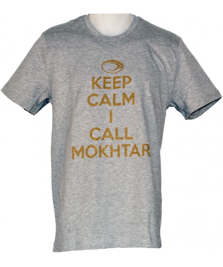 Tee shirt Religion Rugby "keep calm Mokhtar" Gris