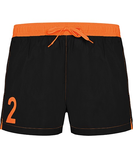 Short de Bain N°2 Orange et Noir