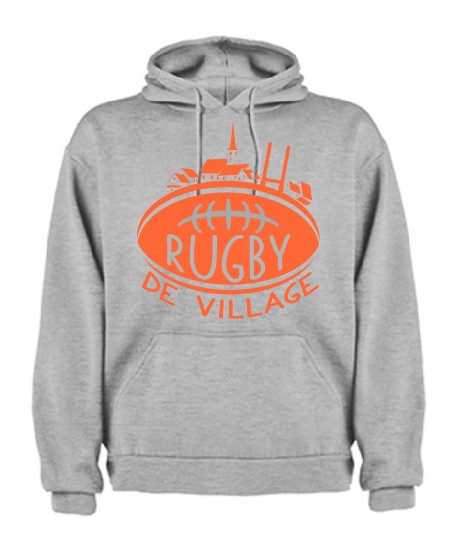 Sweat capuche "Village" Gris/Orange