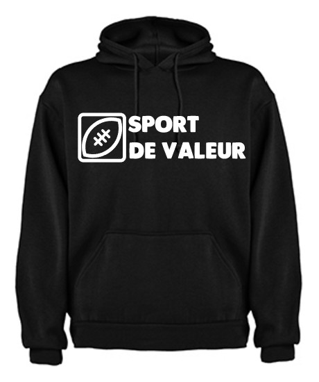 Sweat capuche "Valeur" Noir/Blanc