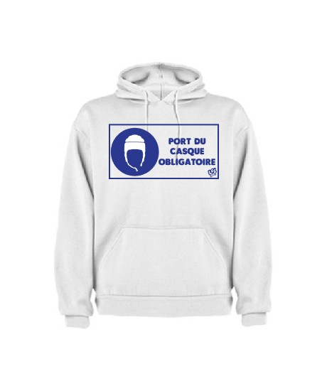 Sweat capuche"Casque" Blanc