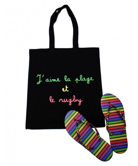 Tote Bag + Tongs  Noir & Multicolore