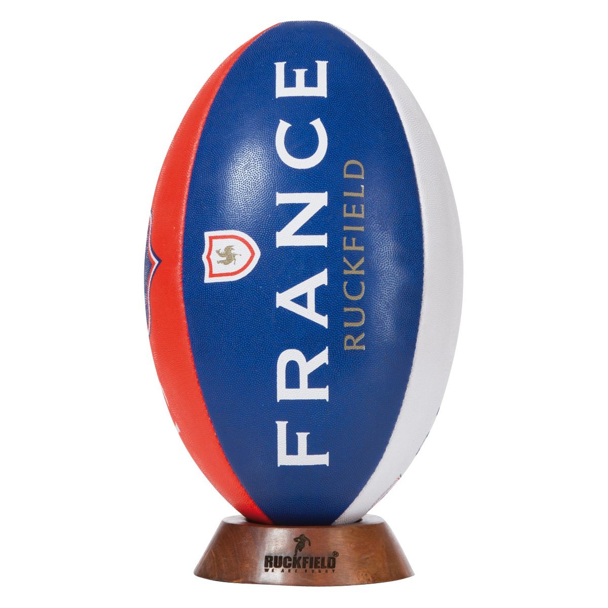Ballon Ruckfield FRANCE 1977 + socle bois - Esprit Rugby