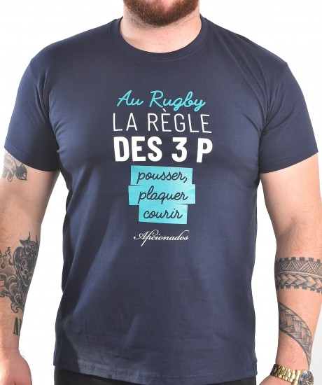 Tee shirt Aficionados "LA REGLE DES 3P"Marine