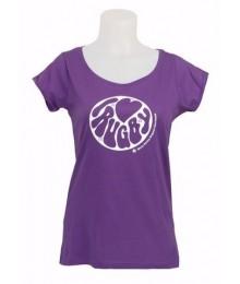 tee shirt femme " I LOVE RUGBY " violet 